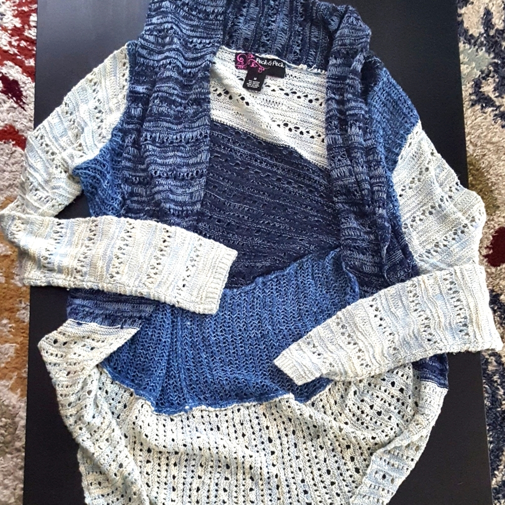 Cardigan Sweater Peck & Peck Blue SZ M